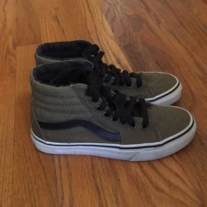 Vans high top sneakers. Clean.  Worn indoors once